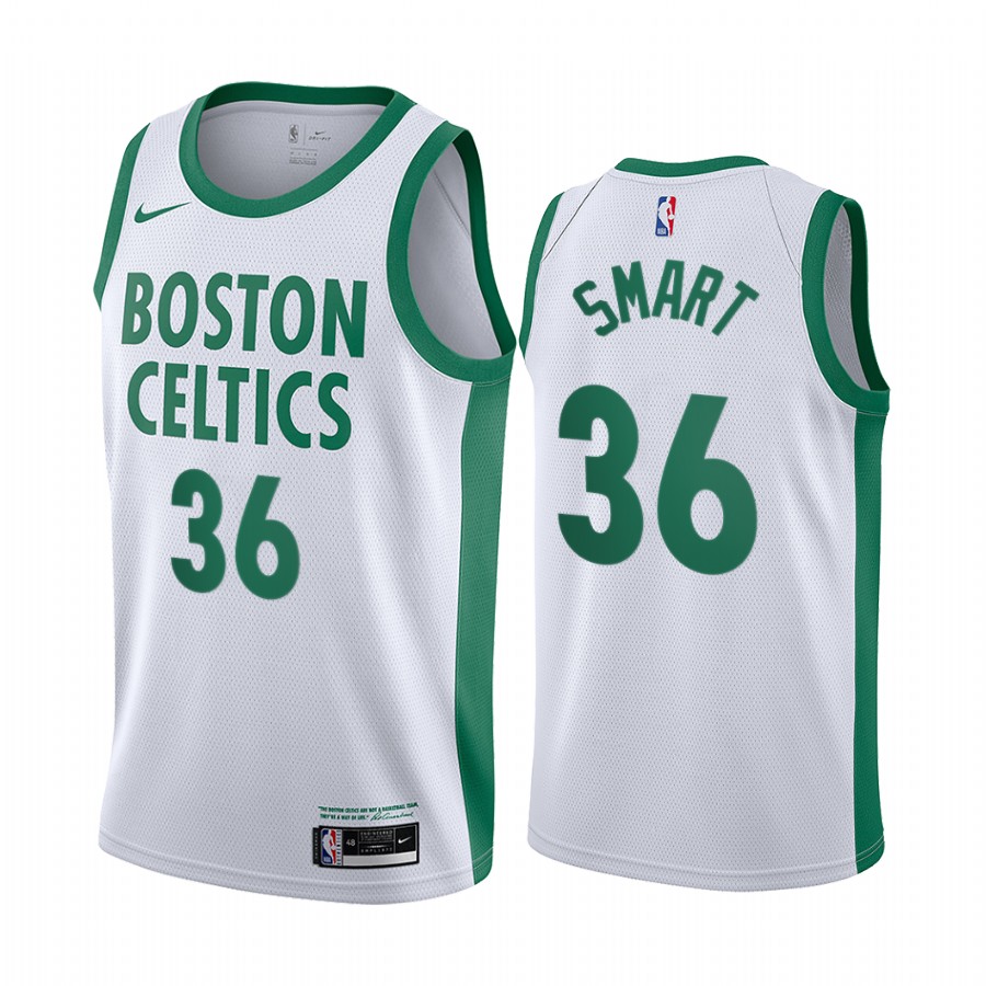 Men's Boston Celtics Marcus Smart #36 White 2020-21 New Uniform City Edition Jersey 2401ITGD